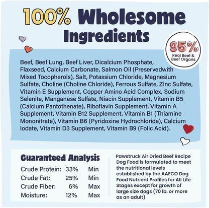 Pawstruck Air Dried Dog Food with Real Beef, Grain-Free, Made in USA, Non-Gmo & Vet Recommended, High Protein Limited Ingredient Full-Feed for All Breeds & Ages, 2Lb Bag8