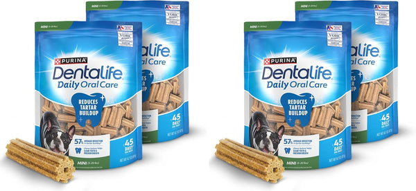 Dentalife Daily Oral Care Dog Treats for Small Dogs 5-20 Lbs., Chewy Dental Treat to Freshen Breath and Fight Tartar, Chicken Flavor, 14.7 Oz. Each, 45 Chews Each/90 Total Chews - 45 Ct. Pouch11