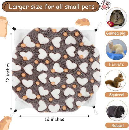 Boao 2 Pcs Guineas Pig Rat Hammock Guinea Pig Hamster Ferret Hanging Hammock Guinea Pigs Accessories for Small Animals Chinchilla Parrot Sugar Glider Ferret Squirrel(Purple, Coffee,Heart Pattern)3