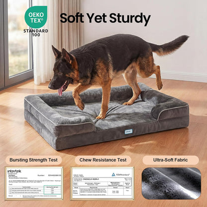 Ohgeni Orthopedic Extra Large Dog Bed Couch, Memory Foam, 44-Inch (Gray) | Waterproof Pet Bed with Machine-Washable Removable Cover & Soft Comfortable Fabric5