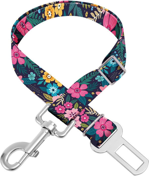 Adjustable Pet Cat and Dog Car Seat Belt，The Lanyard Is Flexible and Adjustable from 20 to 33 Inches (Floral)1