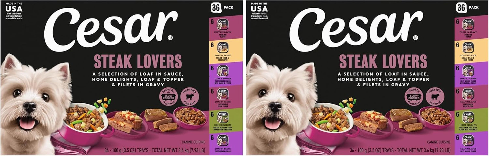 cesar-wet-dog-food-steak-lovers-variety-pack-3-5-oz-36-count-real-meat-1-ingredient-easy-peel-trays-100-complete-balanced-no-fillers-no-added-sugar-no-artificial-flavors