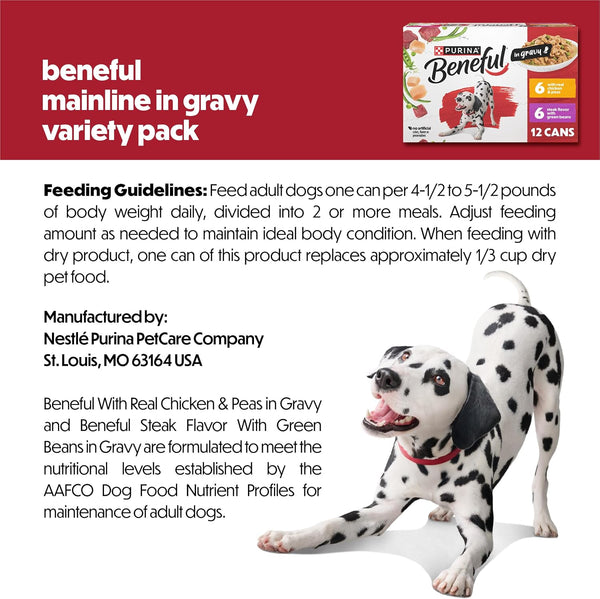 Purina Beneful with Real Chicken or Steak Flavor in Gravy Wet Dog Food Variety Pack - 5.5 Oz. (Pack of 12)6