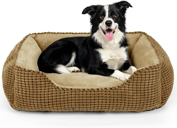 MIXJOY Dog Bed for Large Medium Small Dogs, Rectangle Washable Sleeping Puppy Bed, Soft Calming Cat Beds for Indoor Cats, Orthopedic Pet Sofa Bed, Anti-Slip Bottom with Multiple Size (20'', Grey)22