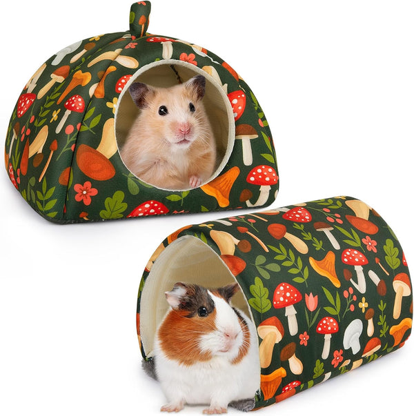 Bienbee Guinea Pig Hideout, 2 Piece Washable Set for Small Animals Small | Guinea Pig Bed with Soft Plush, Resilient Padding, and Easy Machine Washing for Resting Hiding and Tunnel Playing1