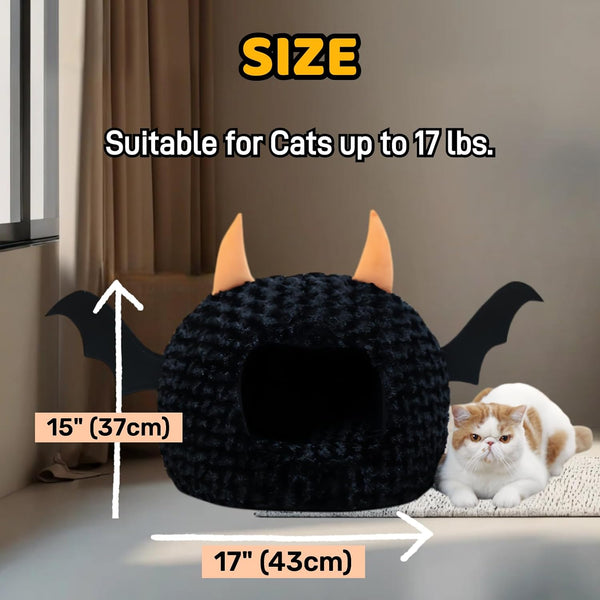 Funny Cat Bed Halloween Large Cat Cave Nest Warm Cute Kitten Bed Mattress Cartoon Ultra Soft Plush Removable Cushion3