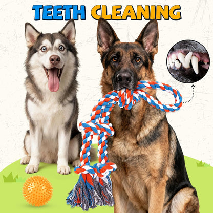 Tough Dog Toys for Aggressive Chewers – 3 Pack Tough Chew Toys for Large Dogs, Strong Rope Toys Ideal for Tug-Of-War & Teeth Cleaning6