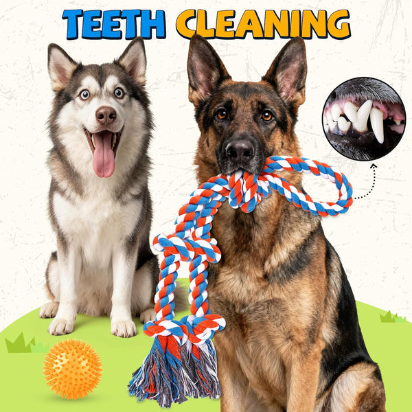 Tough Dog Toys for Aggressive Chewers – 3 Pack Tough Chew Toys for Large Dogs, Strong Rope Toys Ideal for Tug-Of-War & Teeth Cleaning6