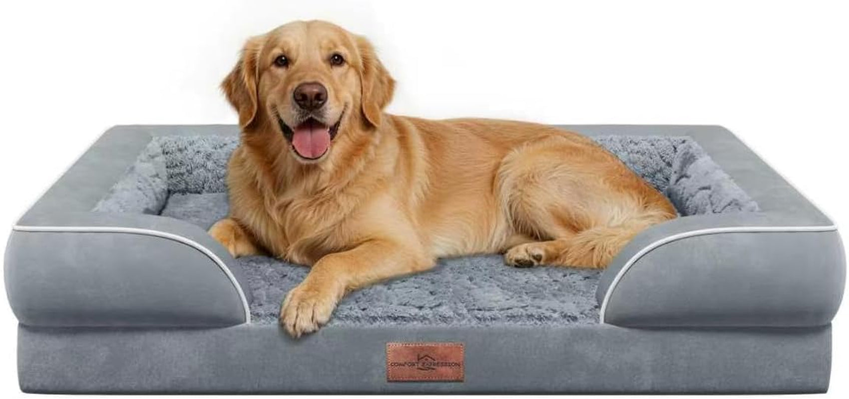 comfort-expression-orthopedic-dog-bed-for-extra-large-dogs-with-bolster-waterproof-dog-couch-bed-with-washable-cover-non-slip-bottom-supportive-egg-crate-foam-xl-pet-bed-42x30-inch