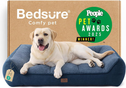 Bedsure Supportmax™ XL Orthopedic Dog Beds Large Sized Dog - Extra Thick Supportive Dogs Couch with Waterproof Washable Cover, Extra Large Comfort Pet Sofa with Soft Sherpa & Nonskid Bottom, Grey, 42"29