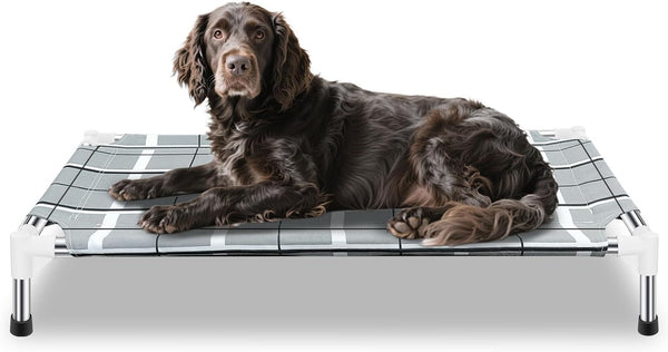 Elevated Dog Bed, Raised Cooling Lifted Dog Cot for Indoor & Outdoor | Cooling Breathable outside Portable Dog Hammock Bed for Small Pet ,Non-Slip Feet, Stainless Steel Frame7