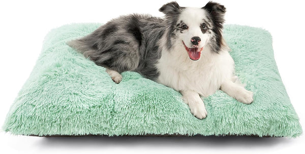 EHEYCIGA Fluffy Dog Crate Bed for Extra Large Dogs, Plush Faux Fur Pad, Calming anti Anxiety XL Bed for Crate, Washable Soft Warm Dog Mat with Non-Slip Bottom, Grey67