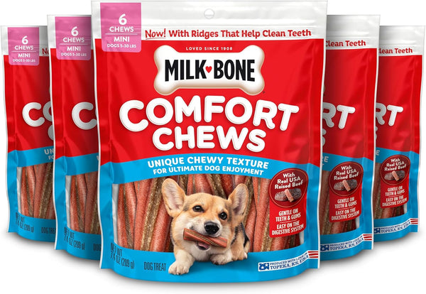 Milk-Bone Comfort Chews, Unique Chewy Texture & Real Beef, 16 Dog Chews | 40.8-Oz. Bag, for Dogs 15-75 Lbs., Rawhide-Free Dog Chews, Made with Real Beef10