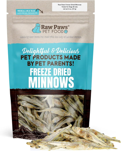 Raw Paws Freeze Dried Minnows for Cats & Dogs, 2-Oz - Made in USA | Single Ingredient Fish Treats for Dogs - Freeze Dried Fish for Cats - Minnow Dog Treats - No Fillers Additives1