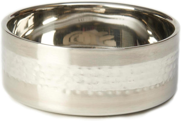 Petrageous 18435 Sanibel Stainless-Steel Hammered Double Walled Dog Bowl 5.9-Inch Width and 2.44-Inch Height 3-Cups Capacity, Metallic1