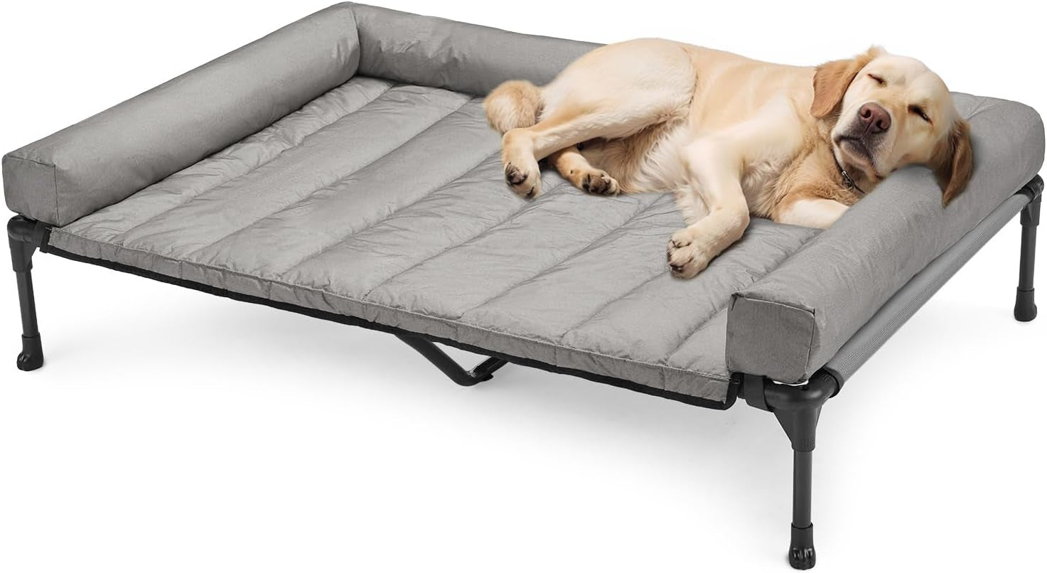 veehoo-outdoor-elevated-dog-bed-with-waterproof-bolster-cushion-cooling-raised-dog-bed-with-removable-washable-mat-topper-breathable-mesh-dog-couch-cot-for-indoor-outdoor-42-large-black