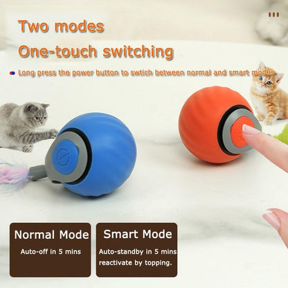 2Packs Speedy 2.0 Tail Cat Toys for Bored Indoor Adult Cats,2025 New Generation Interactive Cat Toys for Indoor Cats,Automatic Moving Ball with Tail,Blue and Orange3