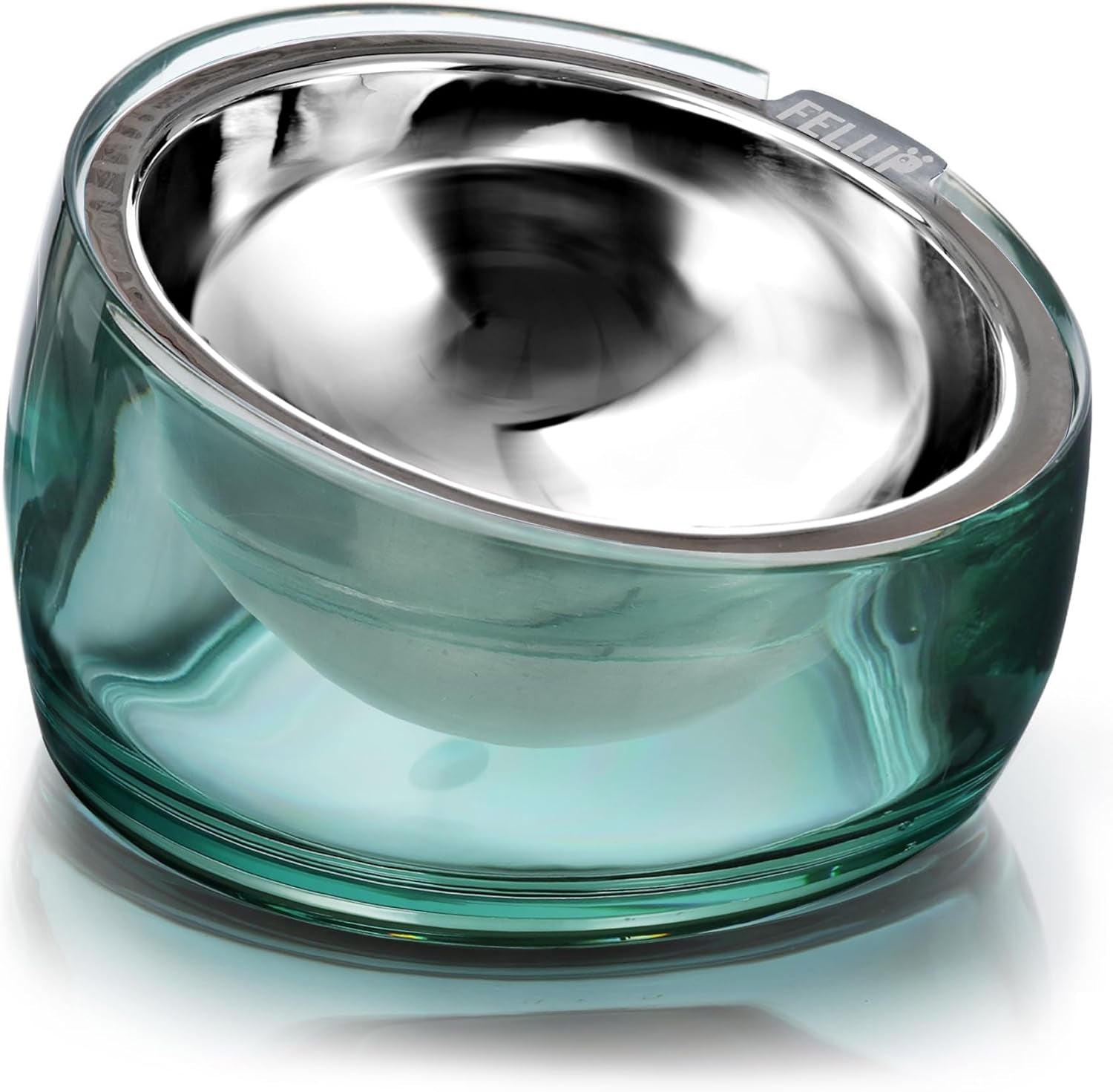 felli-oblik-elevated-cat-bowl-removable-stainless-steel-wide-dish-for-dry-wet-food-feeding-dishwasher-clean-slanted-whisker-fatigue-friendly-metal-plate-classic-0-5-cups-shallow-dish