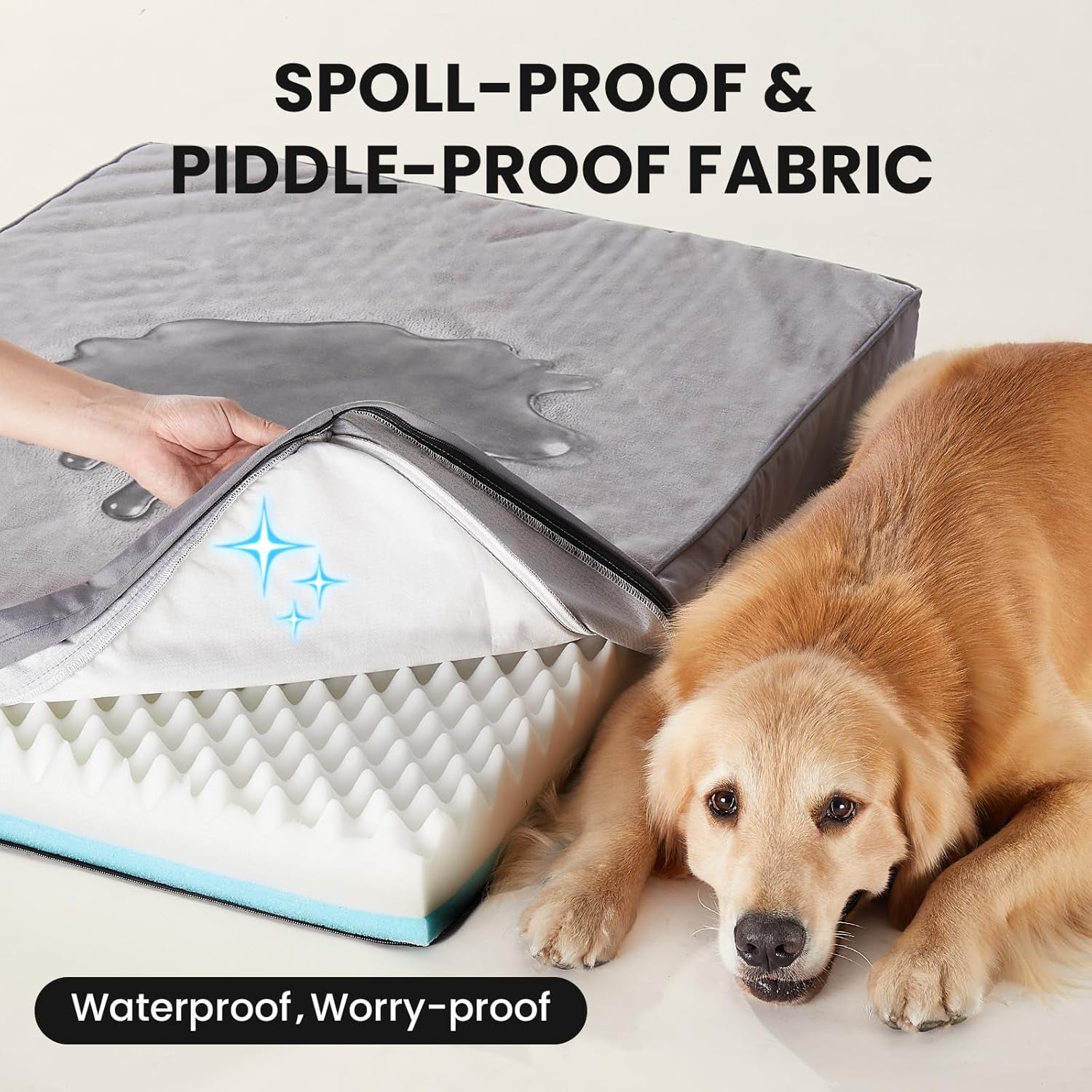 ohgeni-orthopedic-waterproof-large-dog-bed-memory-foam-41-inchgray-machine-washable-removable-cover-in-easy-clean-fabric-reversible-memory-foam-easy-carry-handle-suitable-for-crate