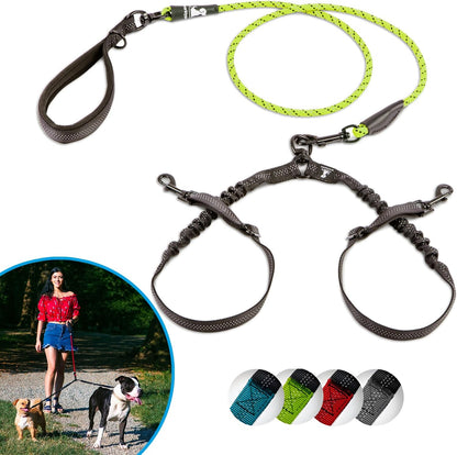 Sparklypets Double Dog Leash for 2 Dogs – Rope Bungee Dual Leash for Medium and Large Breeds with Padded Handles & Tangle Free (Teal, Medium/Large)15