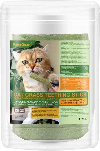 120G/4.23Oz Cat Grass Teething Stick Hairballs,Chew Sticks for Cats,Catnip Toys Sticks Indoor Kitten Chew Stick (Green)8