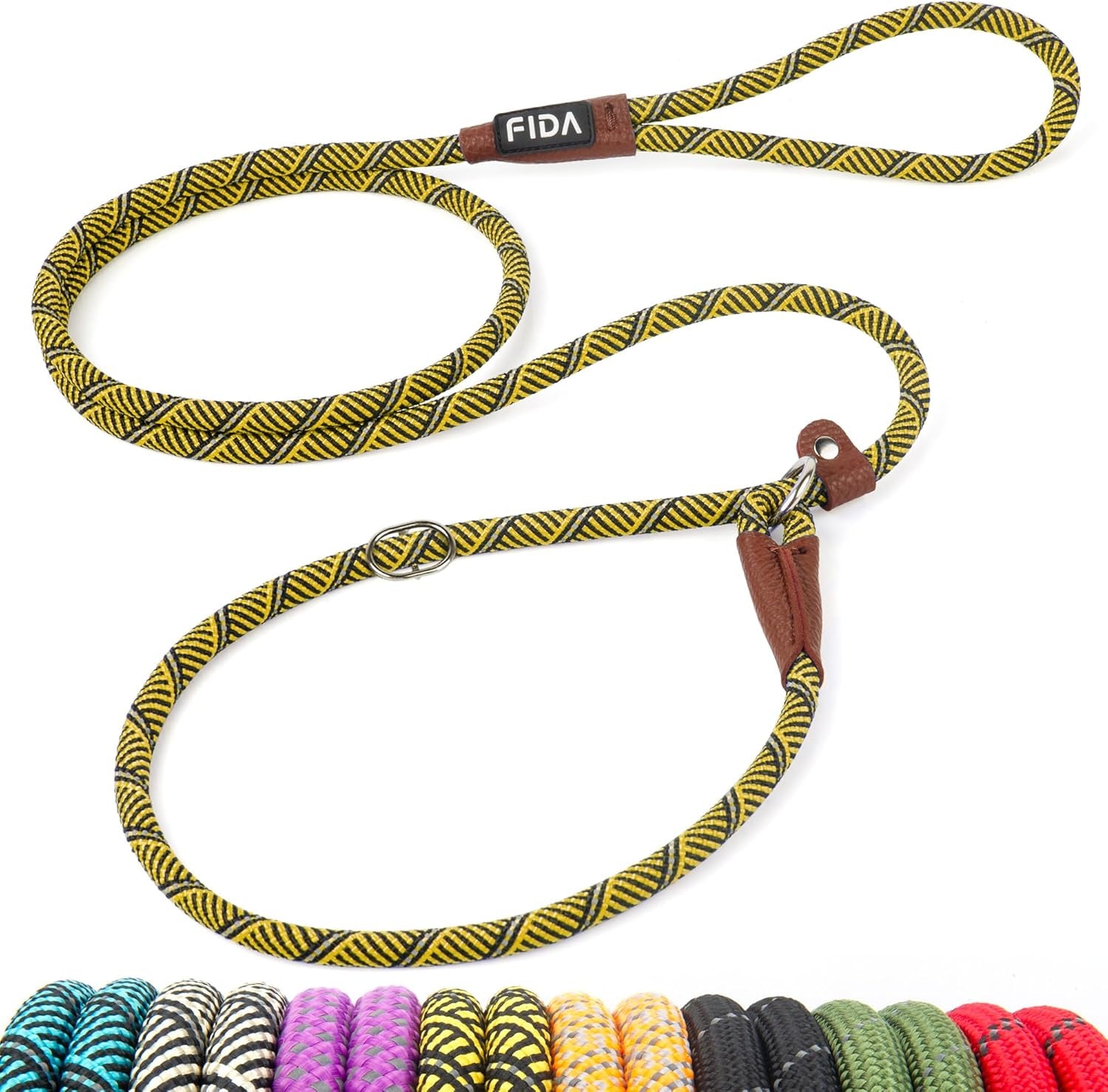 fida-durable-slip-lead-dog-leash-6-ft-x-1-2-heavy-duty-dog-loop-leashes-comfortable-strong-rope-slip-leash-for-large-medium-dogs-no-pull-pet-training-lead-with-highly-reflective1-2-black