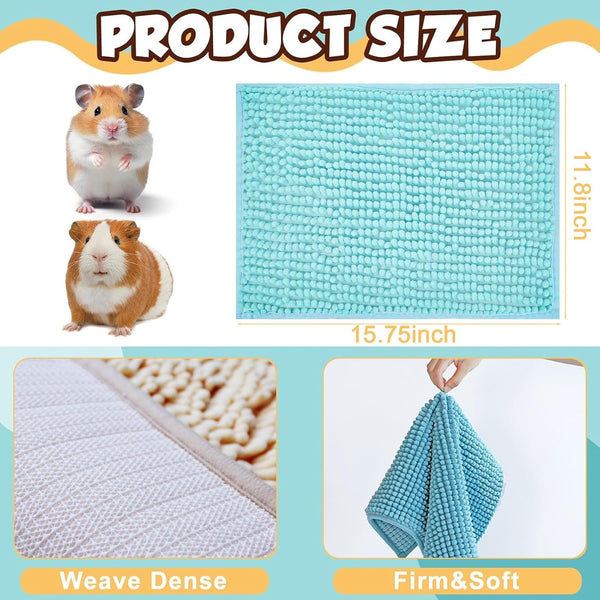 8 Pcs Guinea Pig Liner Washable Rabbit Cage Liner 16X12 Inch Guinea Pig Fleece Mats Reusable Bedding Pee Pads for Small Animals, Bunny (Gray, Green, Pink, Blue)5
