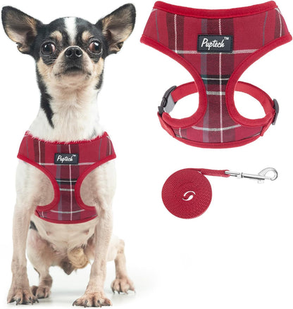 PUPTECK Soft Mesh Dog Harness Small Sized and Leash Set Pet Puppy Cat Comfort Padded Vest No Pull Harnesses, Beige, S56