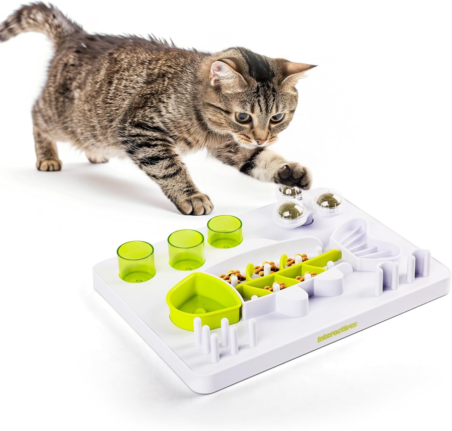 all-for-paws-interactive-cat-puzzle-feeder-slow-feed-toy-mental-stimulation-treat-dispenser-maze-for-indoor-cats-enrichment-cat-food-toy