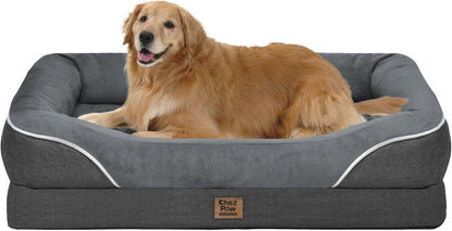 Chez Paw Waterproof Orthopedic XL Dog Bed for Large and Extra Large Dogs | Egg Crate Foam, 4-Sided Bolster Support, Waterproof Liner, Non-Slip Bottom, Machine Washable Cover, 42 X 30 Inch1