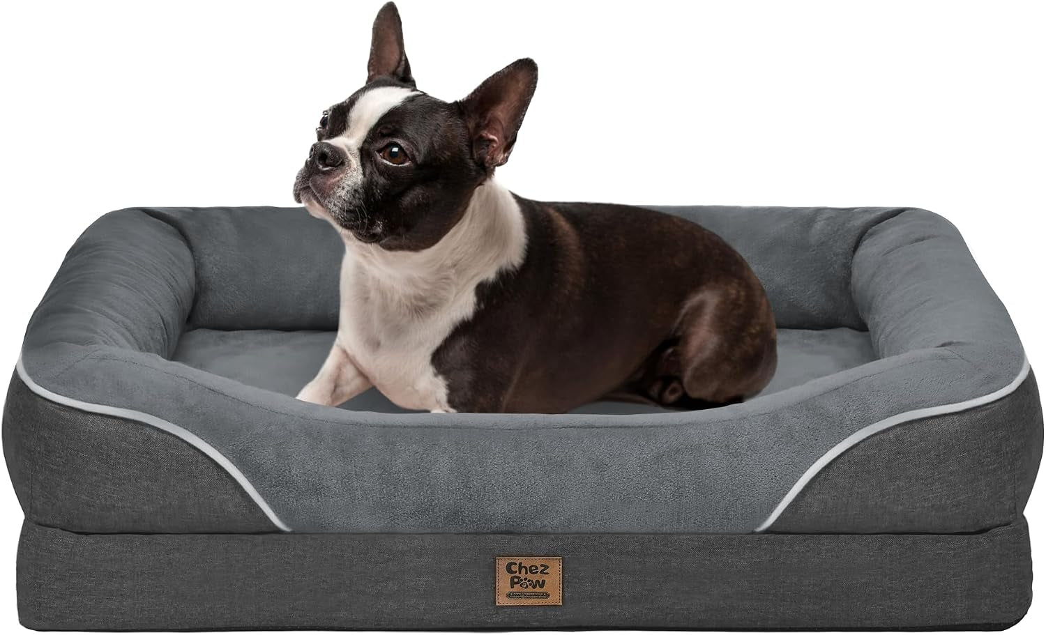chez-paw-waterproof-orthopedic-xl-dog-bed-for-large-and-extra-large-dogs-egg-crate-foam-4-sided-bolster-support-waterproof-liner-non-slip-bottom-machine-washable-cover-42-x-30-inch