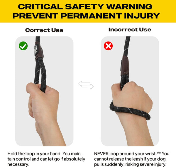 Fida Durable Slip Lead Dog Leash, 6 FT X 1/2" Heavy Duty Dog Loop Leashes, Comfortable Strong Rope Slip Leash for Large Medium Dogs, No Pull Pet Training Lead with Highly Reflective(1/2", Black)11