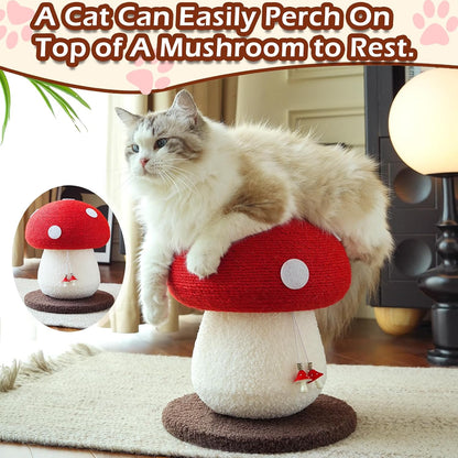 Mushroom Cat Scratcher, Sisal Cat Scratching Post | Cute Red Mushroom Design | 13.39" H X 11.02" W | Natural Sisal Rope & Soft Plush | Interactive Hanging Toy for Indoor Cats5