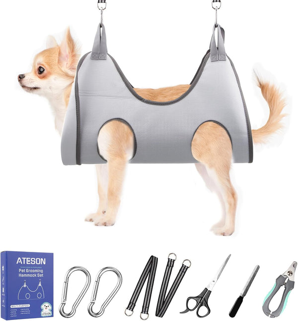 ATESON Pet Grooming Hammock with Nail Clippers/Nail Trimmers/Grooming Scissors, Dog Grooming Harness for Nail Trimming, Pet Grooming Sling Helper23