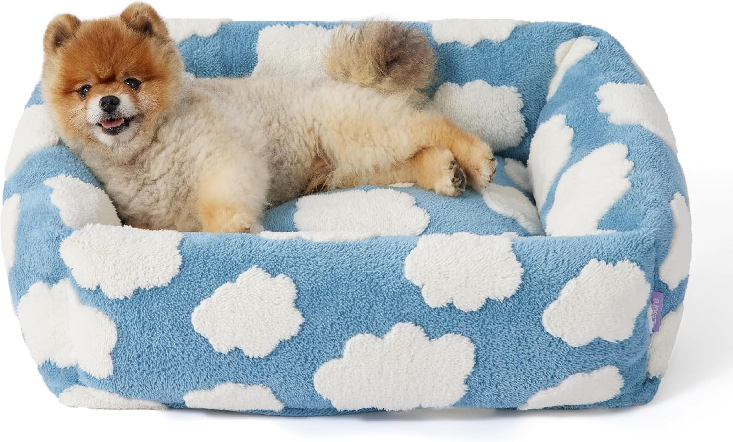 le-sure-cute-dog-bed-for-small-dogs-jacquard-washable-puppy-beds-25x21x7in-rectangle-pet-bed-comfy-orthopedic-pet-sofa-for-home-decor-anti-slip-bottom-up-to-15lbs-cozy-clouds-blue