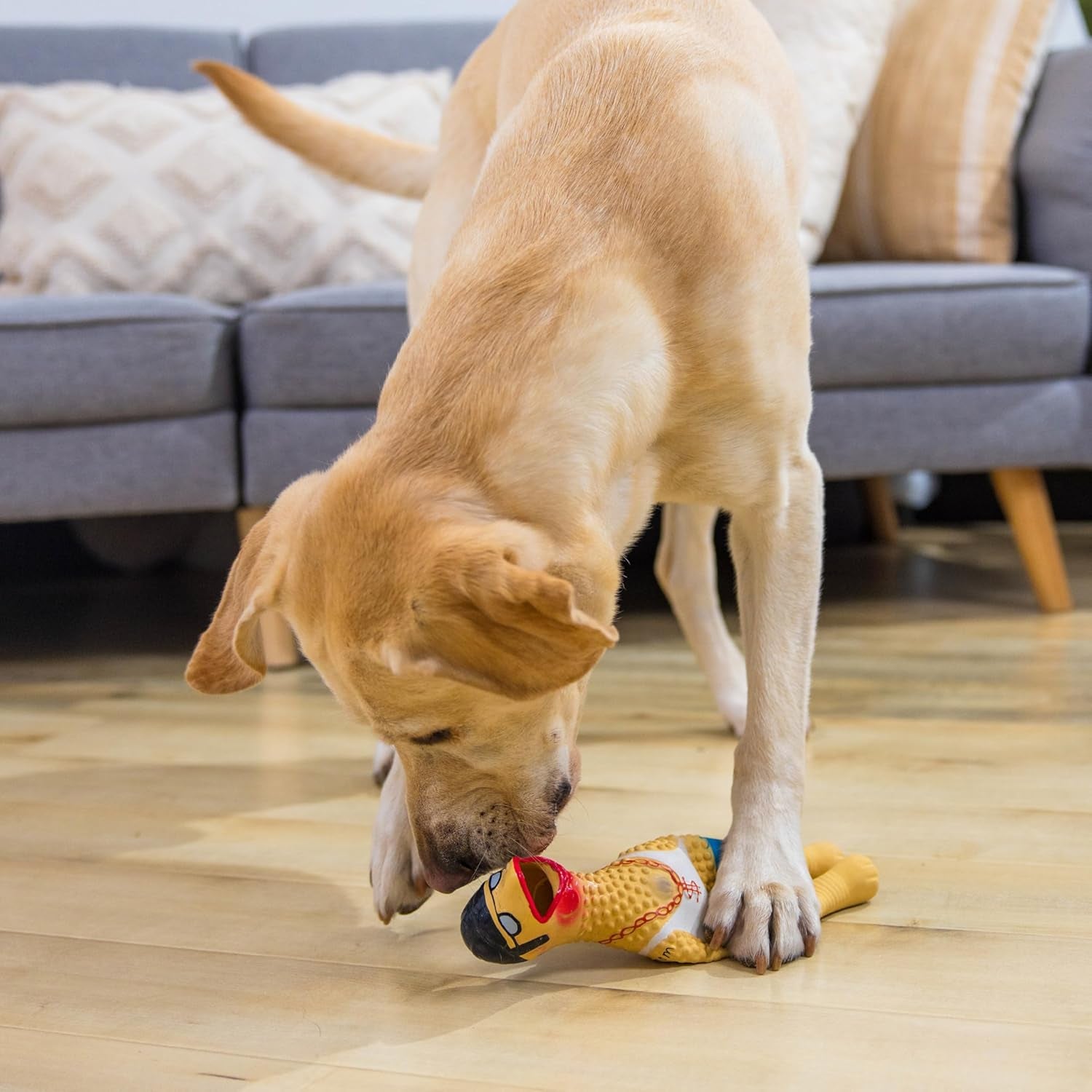 outward-hound-by-charming-pet-squawkers-earl-latex-squeaky-rubber-chicken-dog-toy-funny-interactive-holiday-toy-for-dogs-large-size