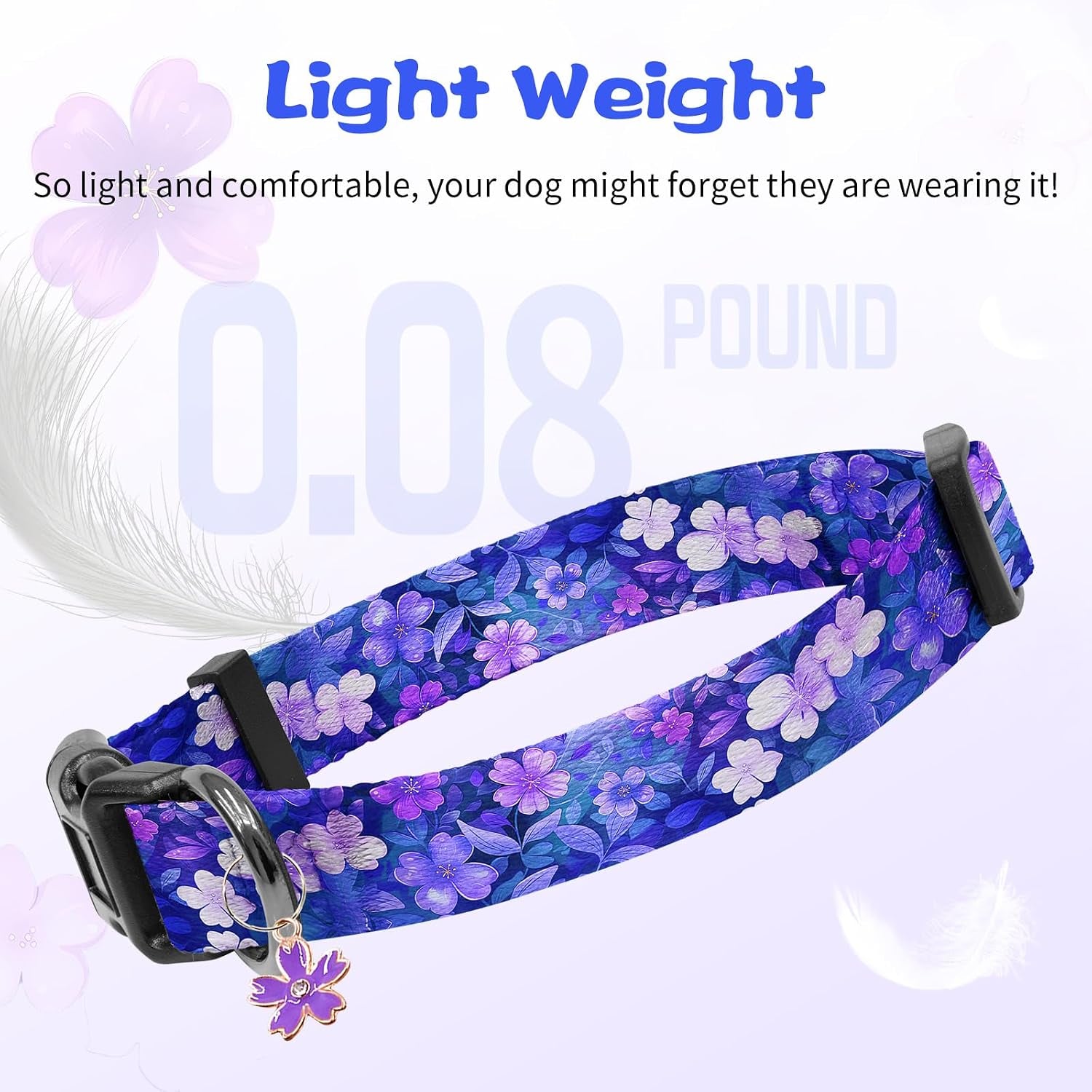 kazazoo-dog-collar-cute-and-soft-nylon-puppy-collar-girl-dogs-adjustable-purple-dog-collars-for-medium-dogs-purple-flowers-m