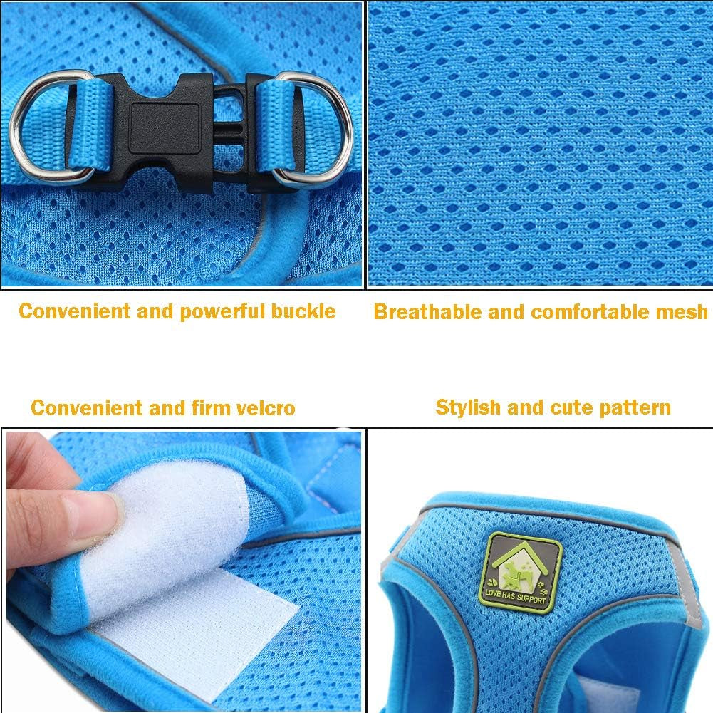 feimax-dog-harness-and-leash-set-no-pull-breathable-soft-mesh-puppy-vest-harness-reflective-adjustable-pet-harnesses-for-small-medium-dogs-and-cats-outdoor-easy-control-for-walking