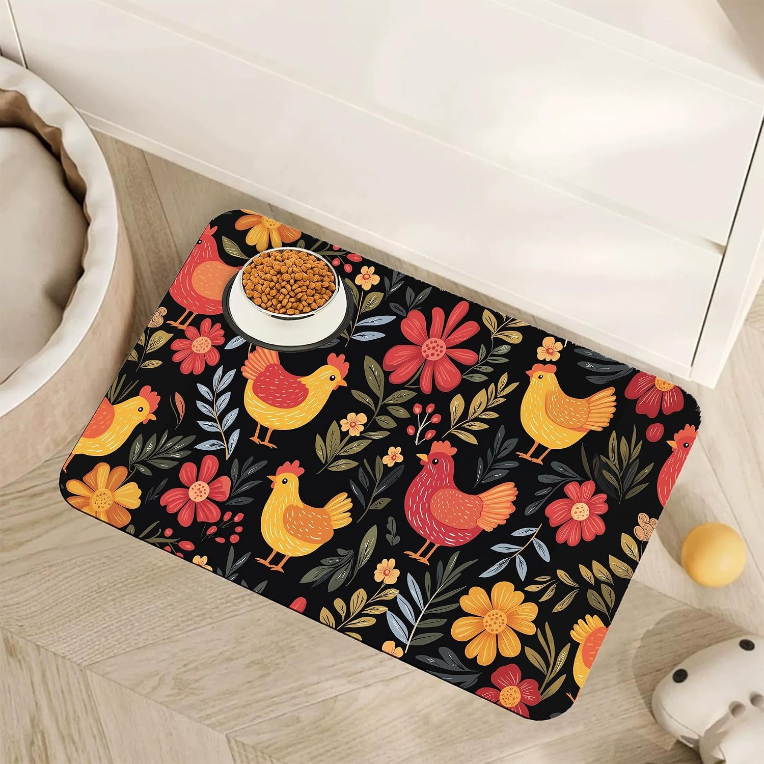 fish-boho-dog-food-mat-for-floors-ocean-absorbent-quick-dry-pet-feeding-mat-cat-dog-bowl-mats-for-food-and-water-non-slip-pet-accessories-supplies-12x20