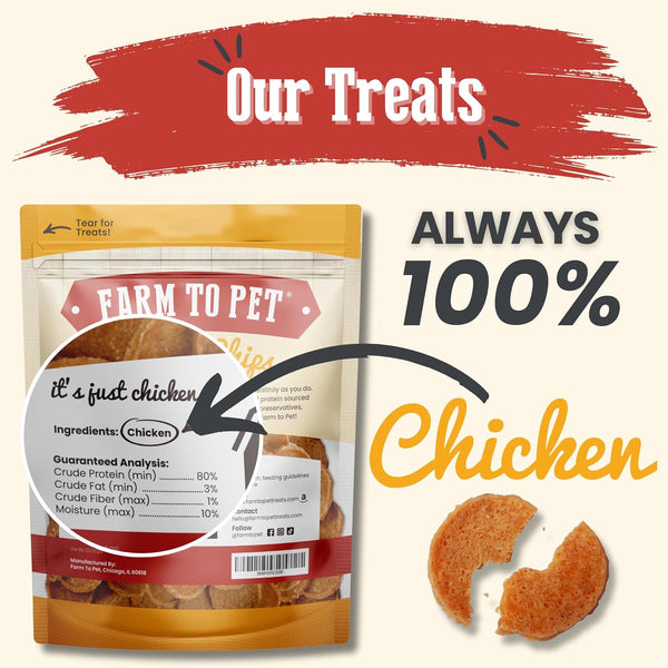 Farm to Pet - Dog Training Treats - Chicken Chips, Single Ingredient - 12 Oz, Lean, All Natural, Healthy Dog Treats for Small, Medium, Large Breeds, & Puppies, Made in USA2