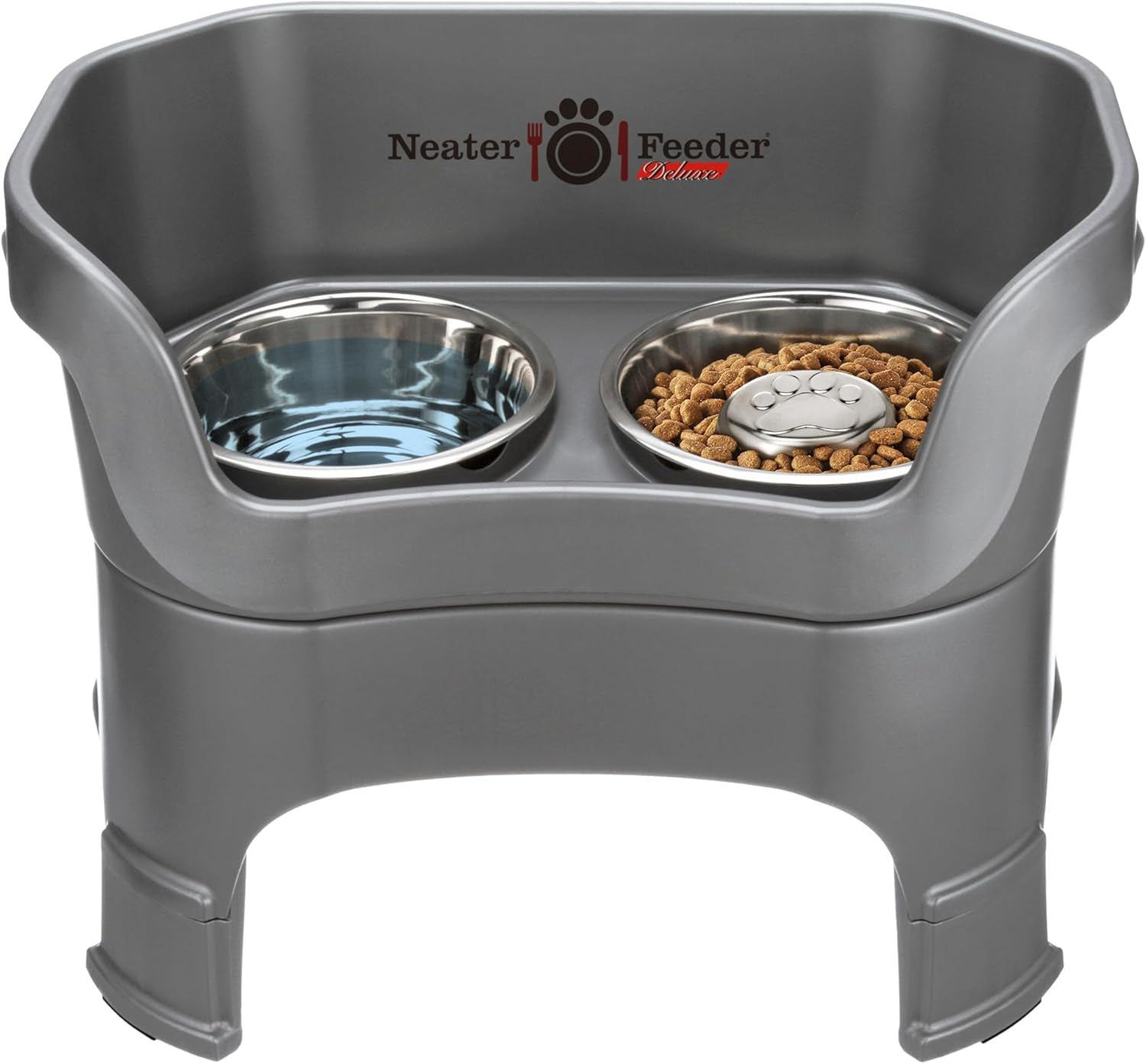 neater-feeder-deluxe-mess-proof-elevated-dog-bowls-for-small-dogs-up-to-19-lbs-2-height-adjustable-6-7-5-no-spill-raised-dog-bowl-stand-stainless-steel-food-bowl-set-made-in-usa-cappuccino