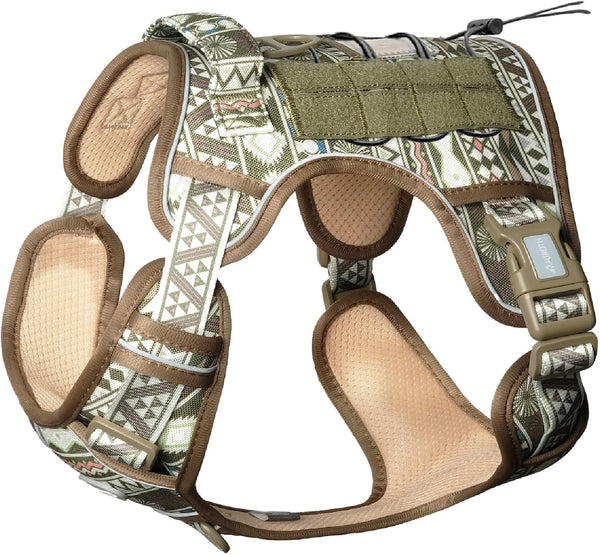 Auroth Tactical Dog Harness for Large Dogs No Pull Adjustable Pet Harness Reflective K9 Working Training Easy Control Pet Vest Military Service Dog Harnesses Army Yellow L37