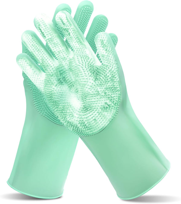 Pet Grooming Gloves—Dog Washing Gloves with High-Density Teeth | Dog Bath Scrubber with Enhanced Five Finger Design, Silicone Gloves for Dogs and Cats Bathing, Massage (Blue)11