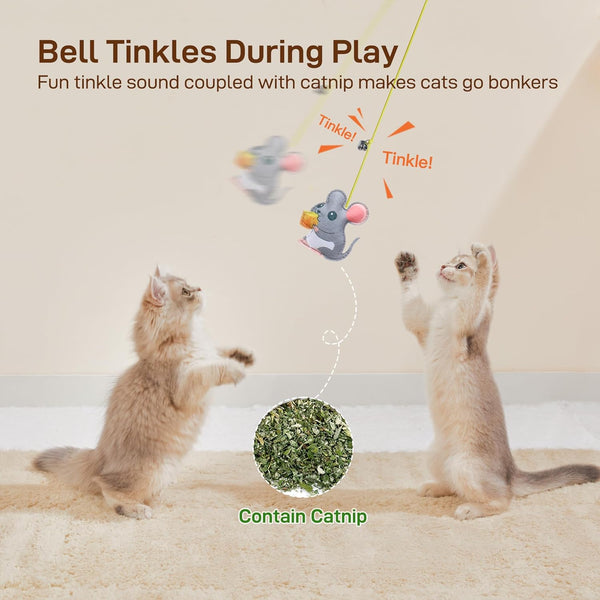 Potaroma Interactive Cat Feather Toys 5 Pcs, Cat Teaser Retractable Hanging Indoor Kitten Play Chase Exercise, Mental Physical Stimulation for All Breeds and Species | Retractable Hanging Cat Toys, Indoor Kitten Play Chase Exercise, Mental Physical Stimulation for All Breeds4
