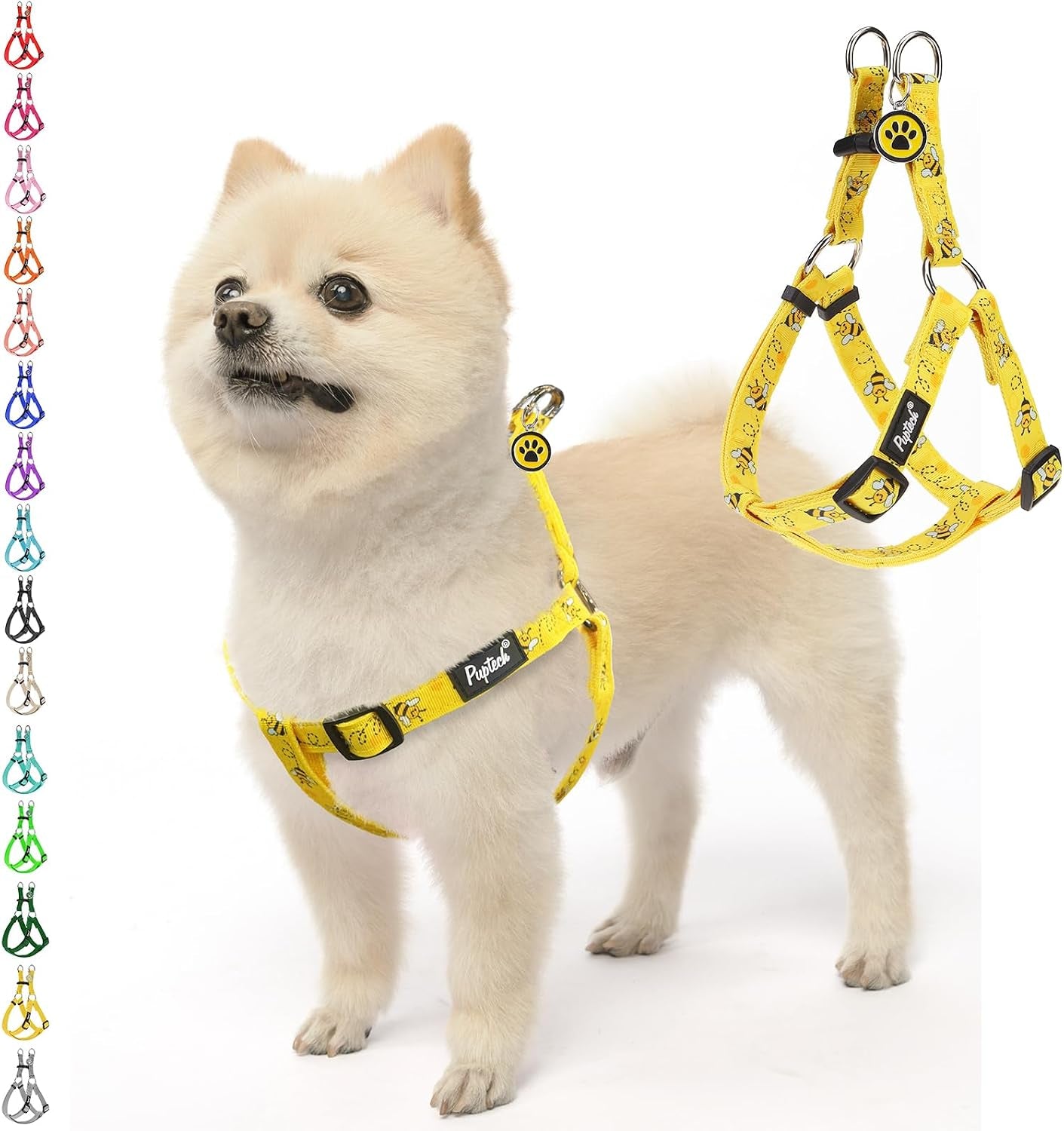 pupteck-no-pull-dog-harness-soft-adjustable-basic-nylon-step-in-puppy-vest-outdoor-walking-with-id-tag