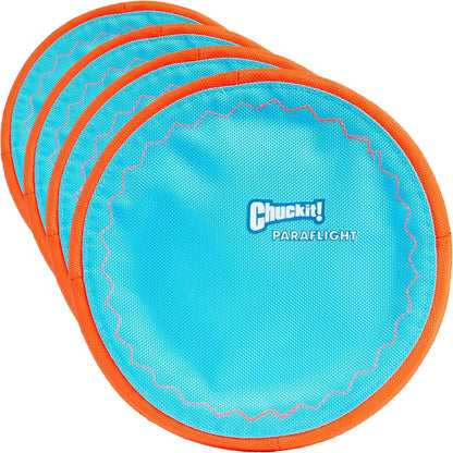 Chuckit! Paraflight Flying Disc Dog Toy - Water Floating Flyer - Durable Nylon Construction with Soft Rubber Edges - for Medium and Large Dogs - Size Large - 9.75" L X 9.75" W - Pack of 1 | Durable Nylon Build with Soft Rubber Edges, Made for Medium and Larger Sized Breeds, Lightweight and Easy to Throw, Pack of 111