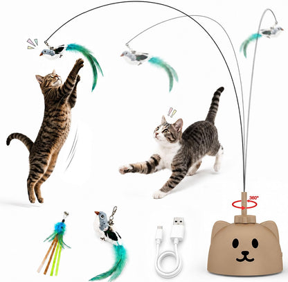 Interactive Cat Toys for Indoor Cats: Automatic Flying Bird Cat Toy with 360° Feather Wand, Strong 8Cm Suction Cup, USB Rechargeable Self-Play Cat Toy for Bored Kittens & Adult Cats12