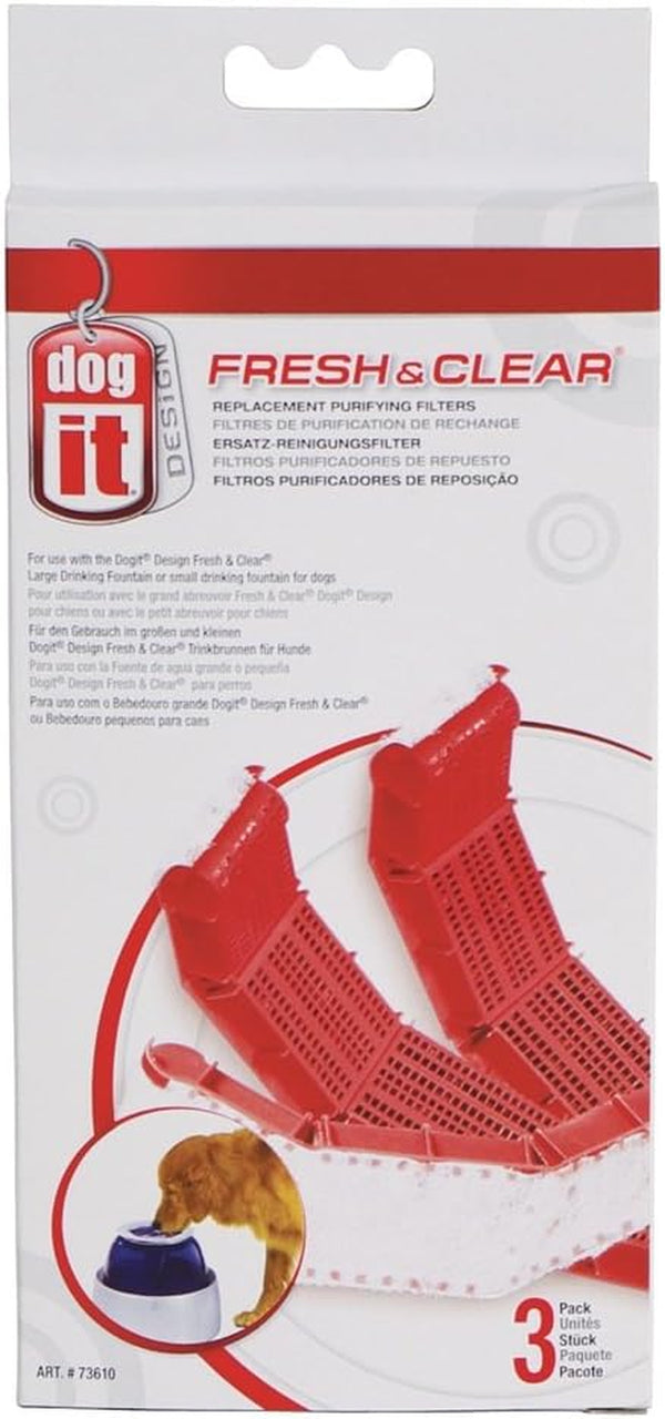 Dogit Fresh & Clear Elevated Dog and Cat Water Fountain, Replacement Filters, 3 Pack, 736103
