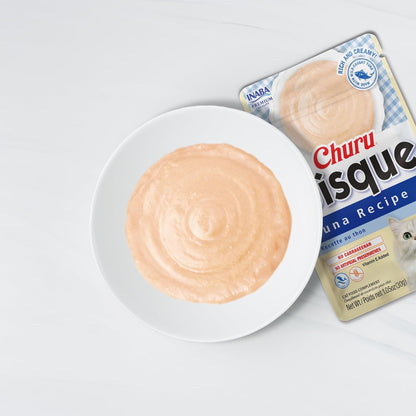 INABA Churu Bisque Indoor Care for Hairball Control for Cats, Creamy Lickable Purée Side Dish with Vitamin E, 1.05 Ounce Pouch, 15 Pouch, Tuna Recipe2