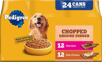 Pedigree Chopped Ground Dinner Wet Dog Food, Beef Pack, 13.2 Oz, 12 Count | 100% Complete & Balanced, 36 Vitamins & Minerals, Slow Cooked, 30%+ Water for Hydration, Supports Skin & Coat & Lean Muscles15